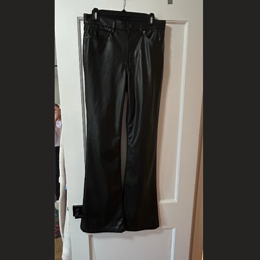 Black Faux Leather Wide-Leg Pants